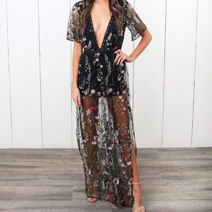 Vici embroidered floral festival romper